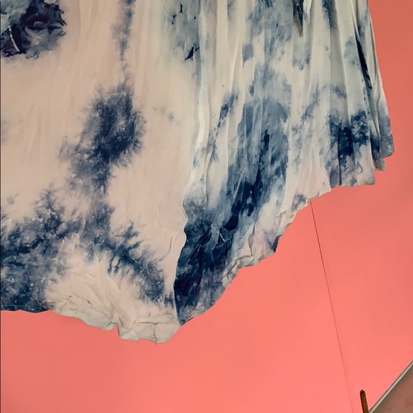 Blue and white rye dye halter tie bohemian dress S - Picture 3 of 5